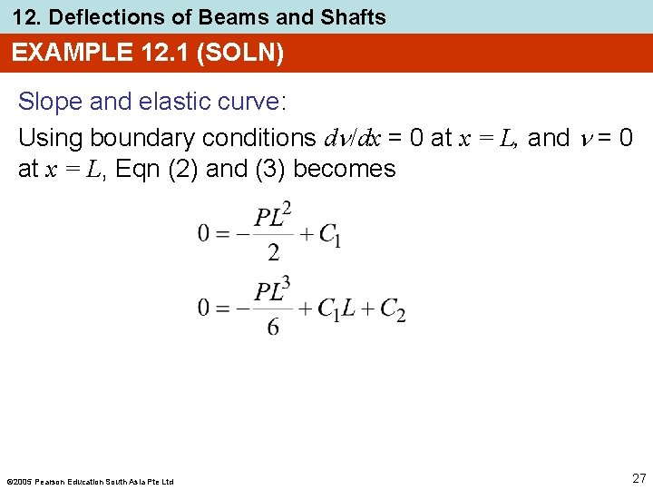 12. Deflections of Beams and Shafts EXAMPLE 12. 1 (SOLN) Slope and elastic curve: