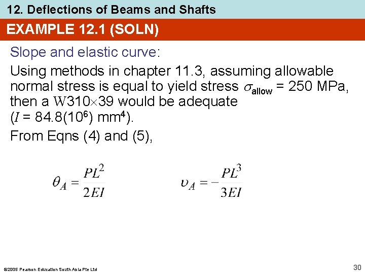 12. Deflections of Beams and Shafts EXAMPLE 12. 1 (SOLN) Slope and elastic curve: