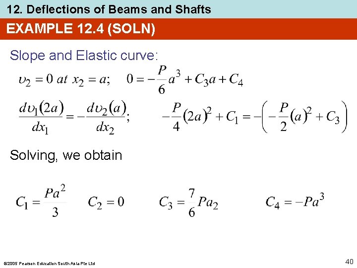 12. Deflections of Beams and Shafts EXAMPLE 12. 4 (SOLN) Slope and Elastic curve: