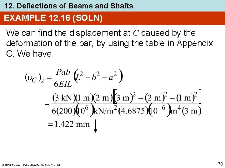 12. Deflections of Beams and Shafts EXAMPLE 12. 16 (SOLN) We can find the