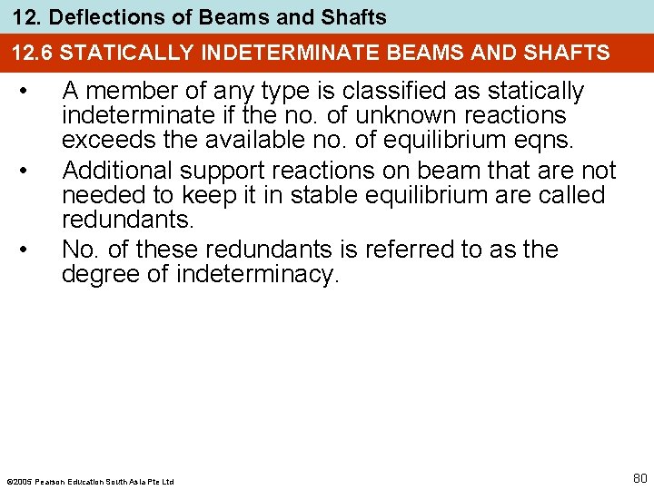 12. Deflections of Beams and Shafts 12. 6 STATICALLY INDETERMINATE BEAMS AND SHAFTS •