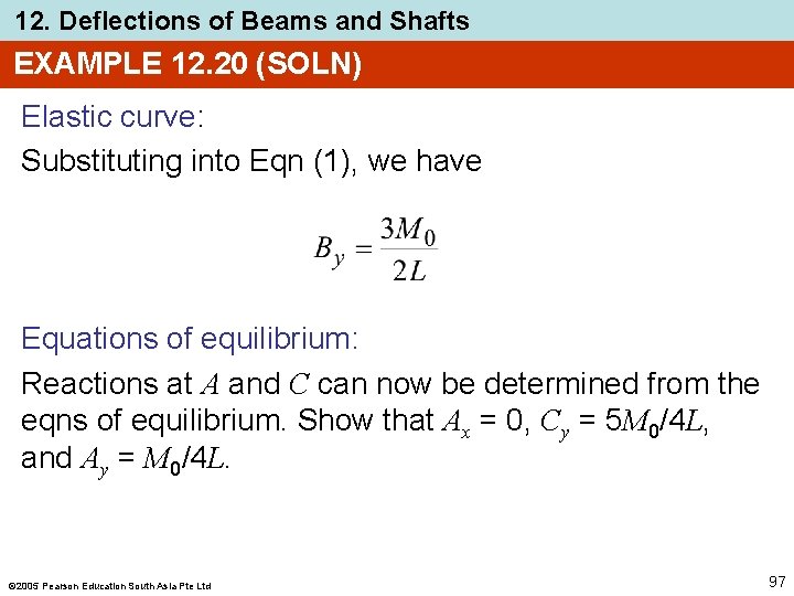12. Deflections of Beams and Shafts EXAMPLE 12. 20 (SOLN) Elastic curve: Substituting into