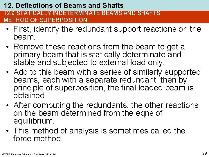 12. Deflections of Beams and Shafts 12. 9 STATICALLY INDETERMINATE BEAMS AND SHAFTS: METHOD