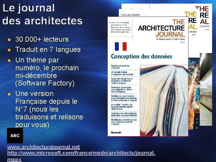 Le journal des architectes 30. 000+ lecteurs Traduit en 7 langues Un thème par