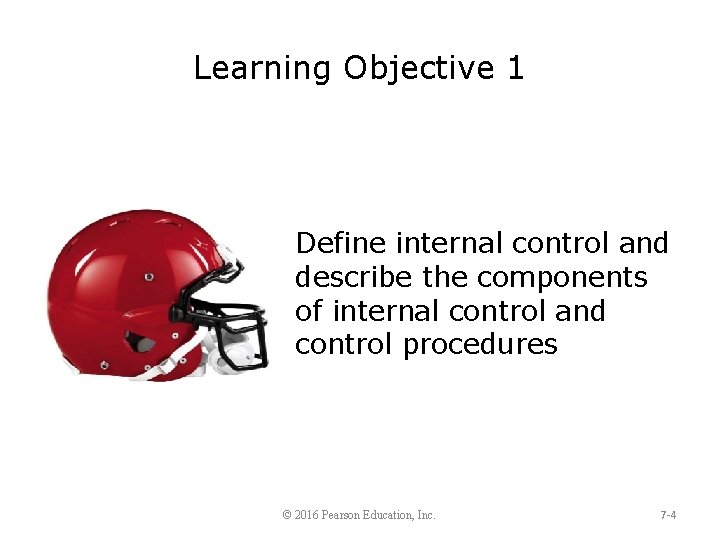 Learning Objective 1 Define internal control and describe the components of internal control and