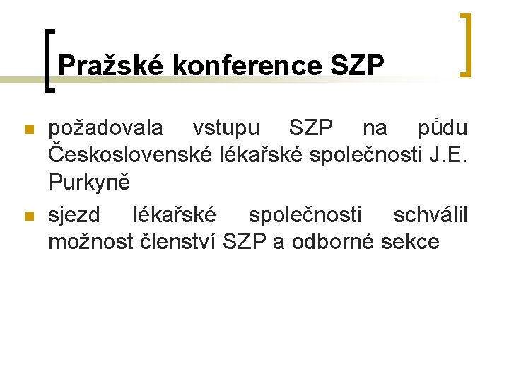 Pražské konference SZP n n požadovala vstupu SZP na půdu Československé lékařské společnosti J.