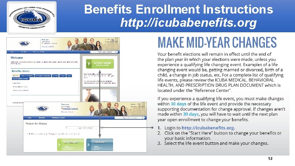 Benefits Enrollment Instructions http: //icubabenefits. org 52 