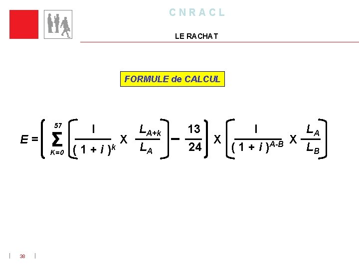 C N R A C L LE RACHAT FORMULE de CALCUL 57 E= Σ