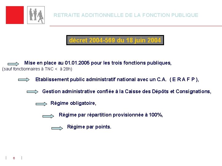 RETRAITE ADDITIONNELLE DE LA FONCTION PUBLIQUE décret 2004 -569 du 18 juin 2004 Mise