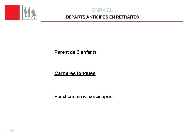 CNRACL DEPARTS ANTICIPES EN RETRAITES Parent de 3 enfants Carrières longues Fonctionnaires handicapés 91