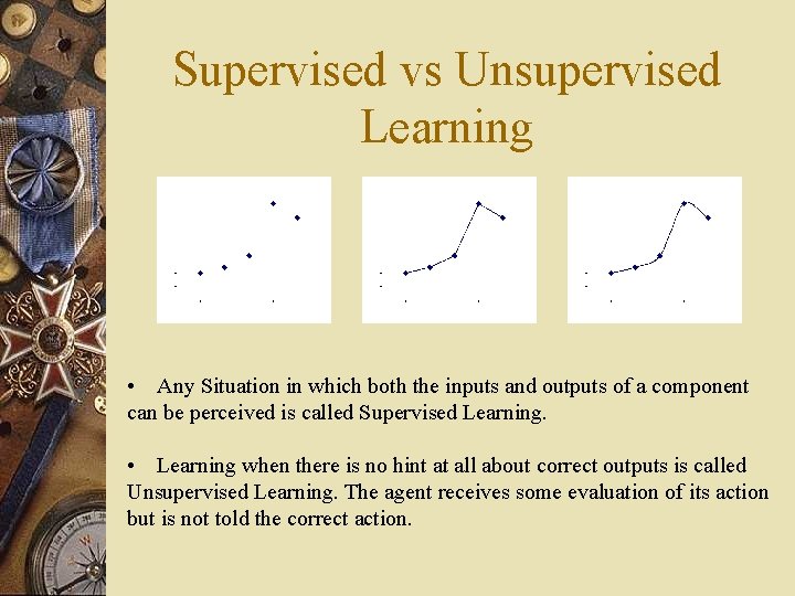 Supervised vs Unsupervised Learning • Any Situation in which both the inputs and outputs