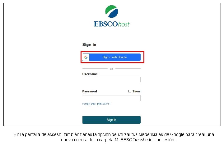 En la pantalla de acceso, también tienes la opción de utilizar tus credenciales de