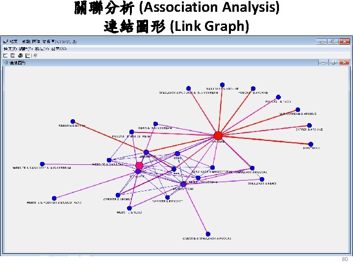關聯分析 (Association Analysis) 連結圖形 (Link Graph) 80 