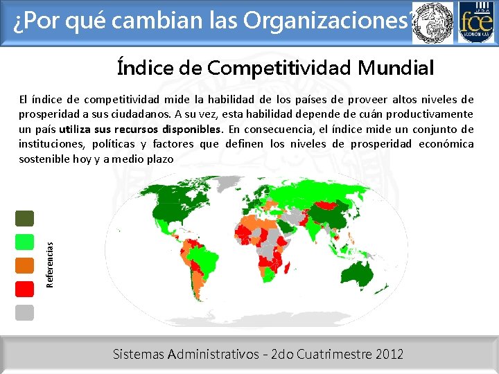 ¿Por qué cambian las Organizaciones? Índice de Competitividad Mundial Referencias El índice de competitividad