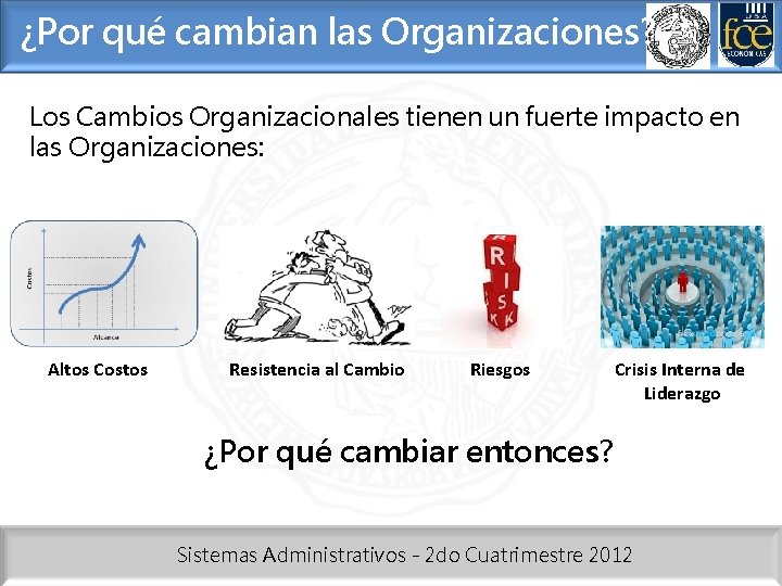 ¿Por qué cambian las Organizaciones? Los Cambios Organizacionales tienen un fuerte impacto en las