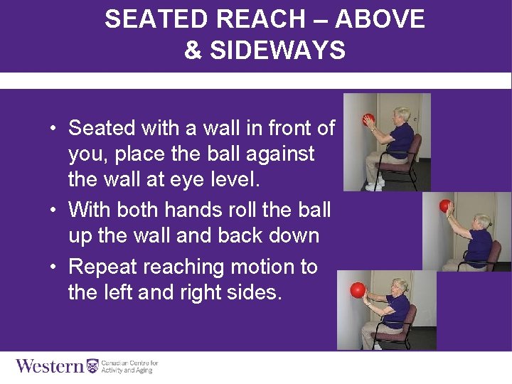 SEATED REACH – ABOVE & SIDEWAYS • Seated with a wall in front of