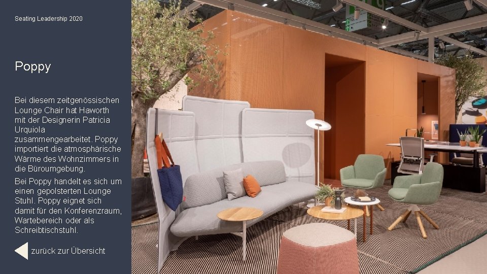 Seating Leadership 2020 Poppy Bei diesem zeitgenössischen Lounge Chair hat Haworth mit der Designerin