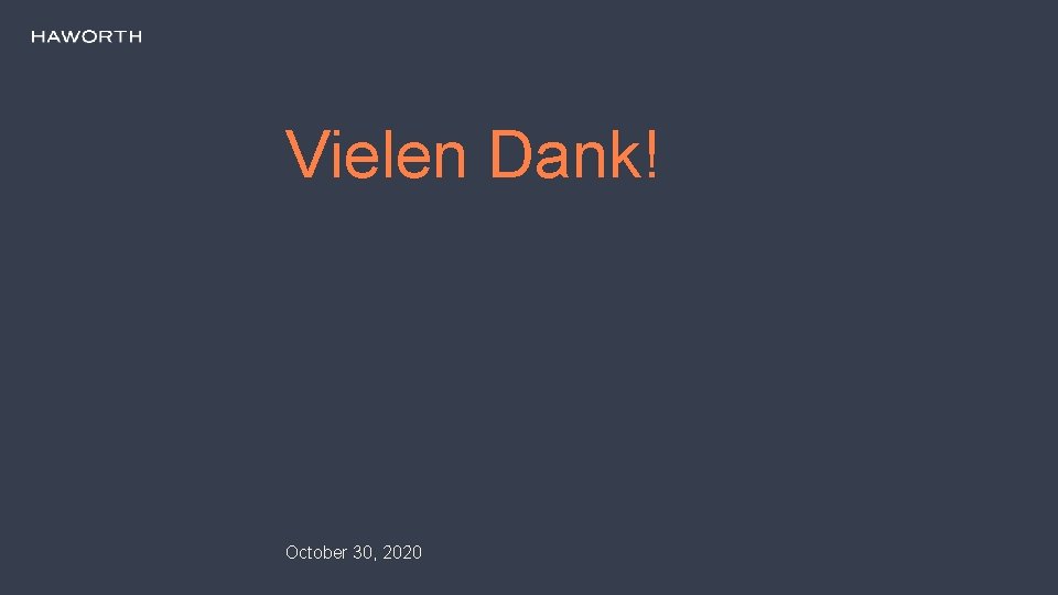 Vielen Dank! October 30, 2020 