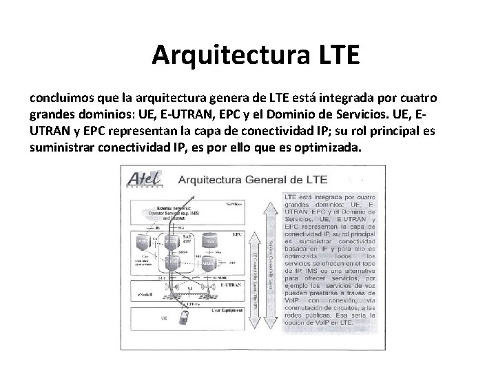 Arquitectura LTE concluimos que la arquitectura genera de LTE está integrada por cuatro grandes