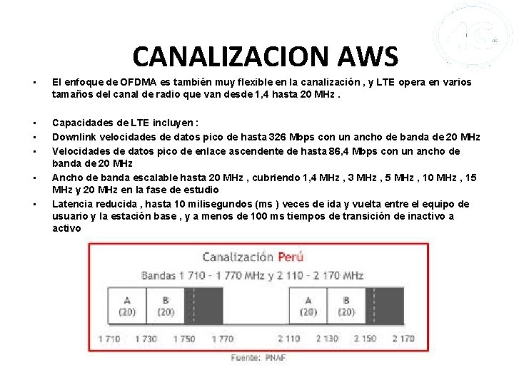  CANALIZACION AWS • El enfoque de OFDMA es también muy flexible en la