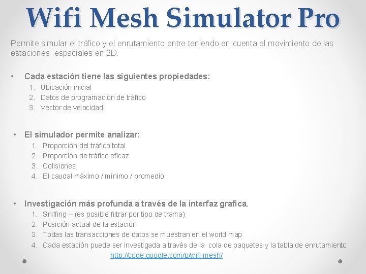 Wifi Mesh Simulator Pro Permite simular el tráfico y el enrutamiento entre teniendo en