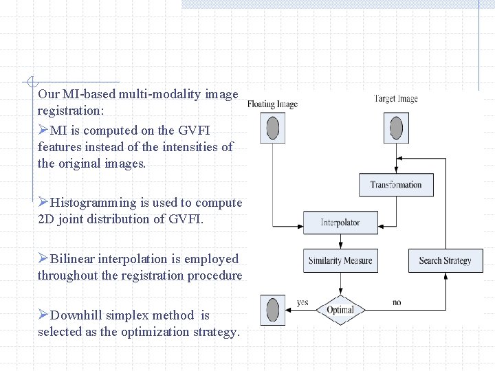 Our MI-based multi-modality image registration: ØMI is computed on the GVFI features instead of