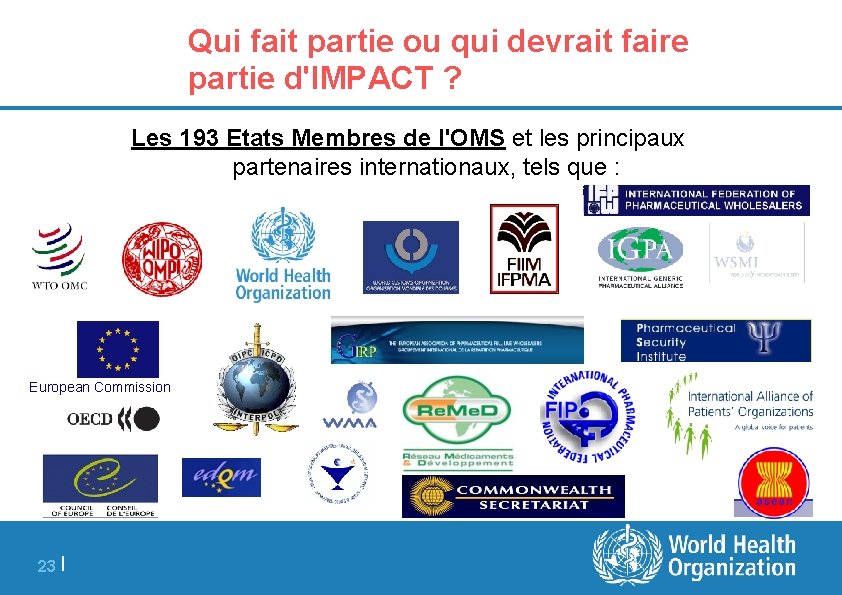 Qui fait partie ou qui devrait faire partie d'IMPACT ? Les 193 Etats Membres