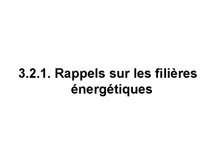 3. 2. 1. Rappels sur les filières énergétiques 