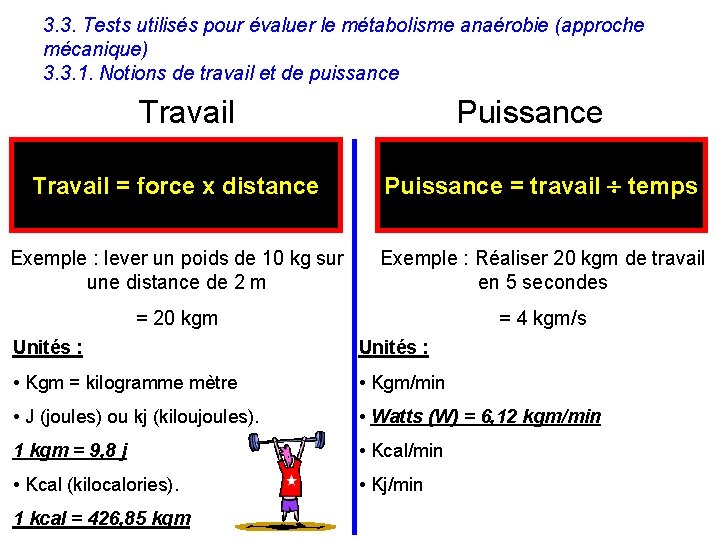 3. 3. Tests utilisés pour évaluer le métabolisme anaérobie (approche mécanique) 3. 3. 1.