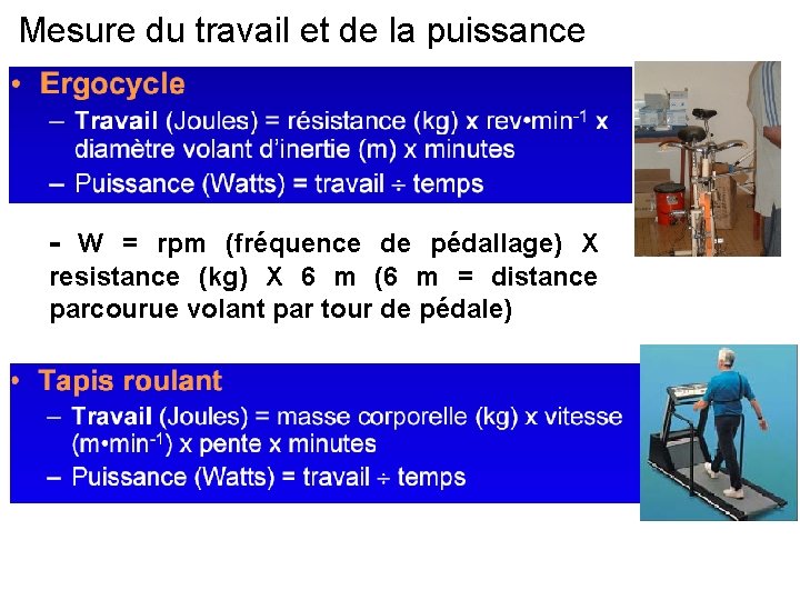 Mesure du travail et de la puissance - W = rpm (fréquence de pédallage)