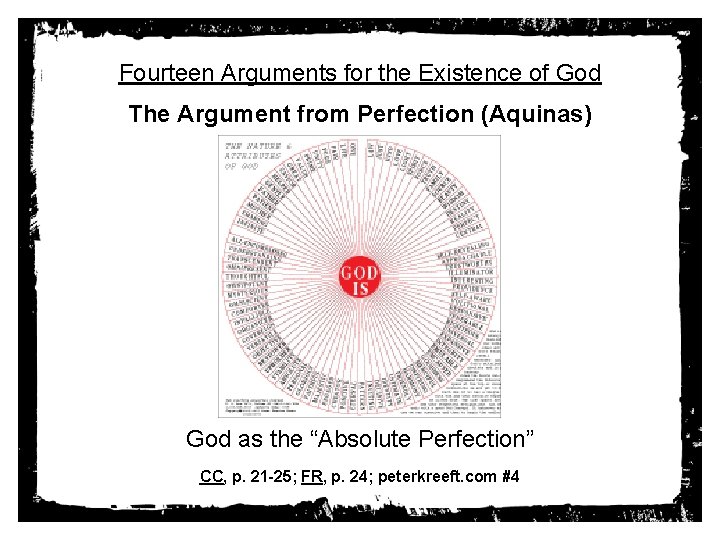 Fourteen Arguments for the Existence of God The Argument from Perfection (Aquinas) God as