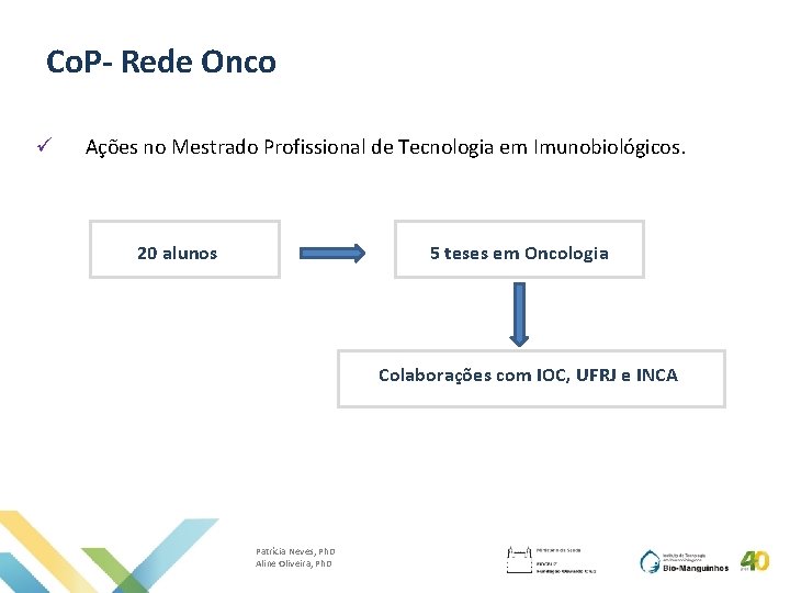 Co. P- Rede Onco ü Ações no Mestrado Profissional de Tecnologia em Imunobiológicos. 5