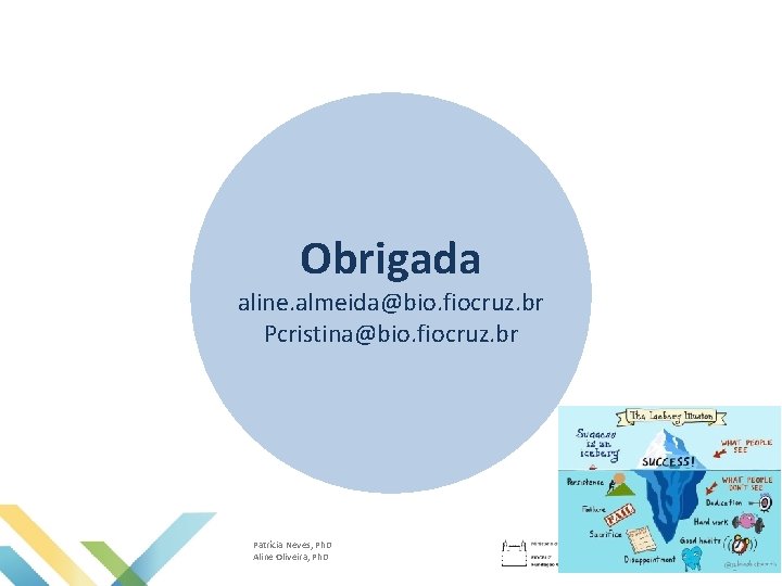 Obrigada aline. almeida@bio. fiocruz. br Pcristina@bio. fiocruz. br Patrícia Neves, Ph. D Aline Oliveira,