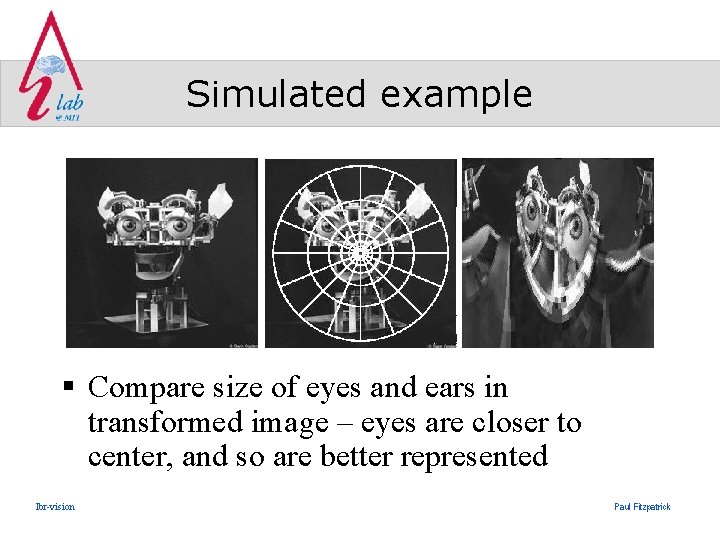 Simulated example § Compare size of eyes and ears in transformed image – eyes