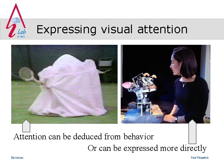 Expressing visual attention Attention can be deduced from behavior Or can be expressed more