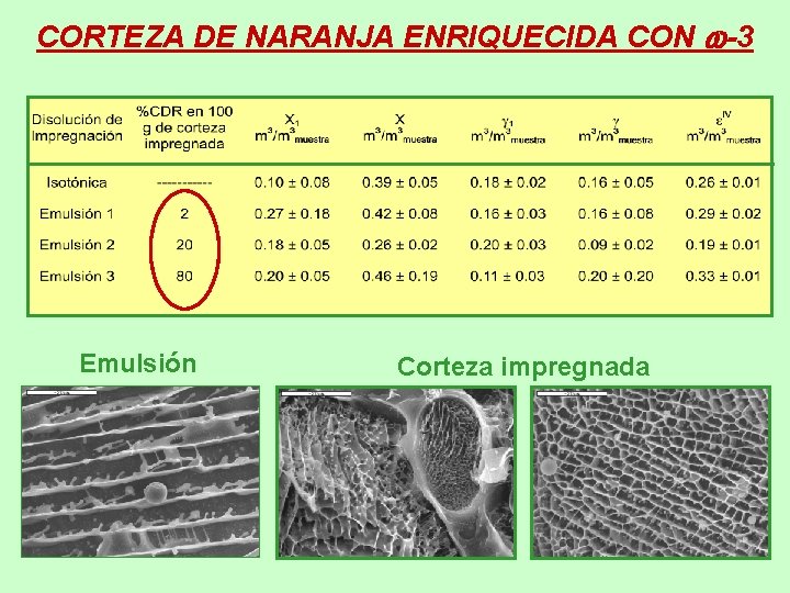 CORTEZA DE NARANJA ENRIQUECIDA CON -3 Emulsión Corteza impregnada 37 