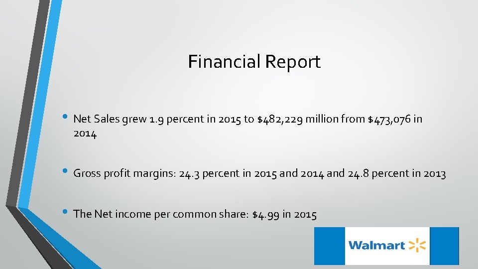 Financial Report • Net Sales grew 1. 9 percent in 2015 to $482, 229