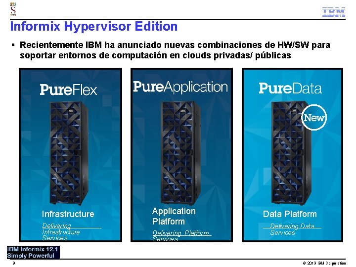 Informix Hypervisor Edition § Recientemente IBM ha anunciado nuevas combinaciones de HW/SW para soportar