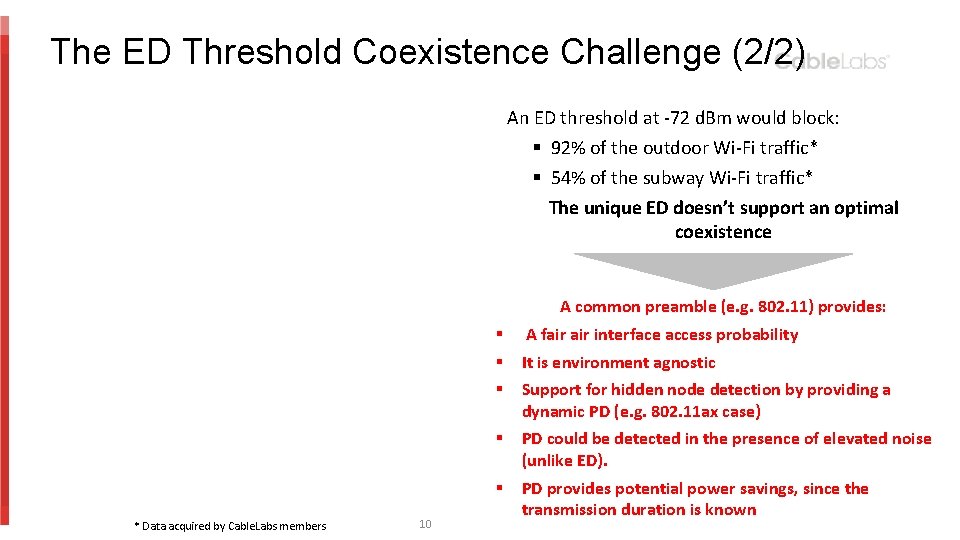 The ED Threshold Coexistence Challenge (2/2) An ED threshold at -72 d. Bm would