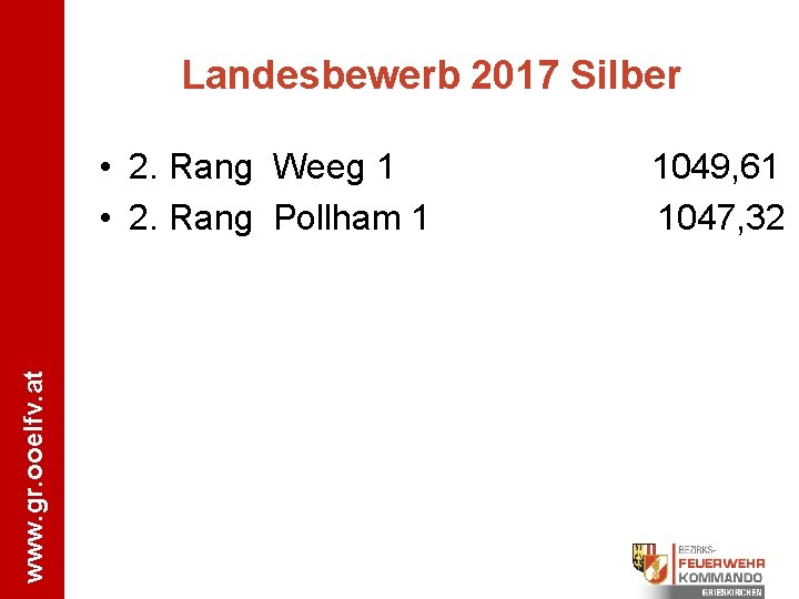 Landesbewerb 2017 Silber www. gr. ooelfv. at • 2. Rang Weeg 1 1049, 61