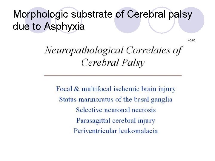 Morphologic substrate of Cerebral palsy due to Asphyxia 