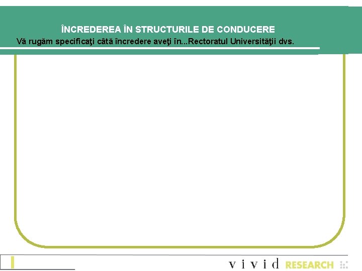 ÎNCREDEREA ÎN STRUCTURILE DE CONDUCERE Vă rugăm specificaţi câtă încredere aveţi în. . .