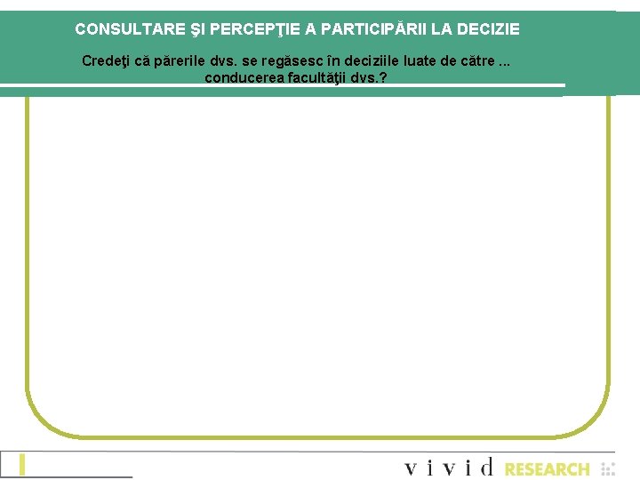 CONSULTARE ŞI PERCEPŢIE A PARTICIPĂRII LA DECIZIE Credeţi că părerile dvs. se regăsesc în