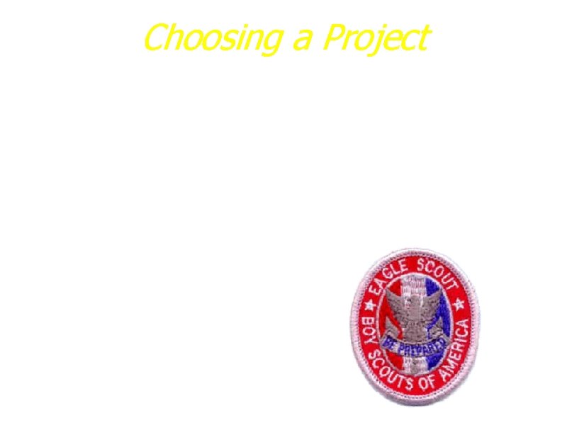 Choosing a Project a. Get a Project Advisor b. Choose a Project Idea c.