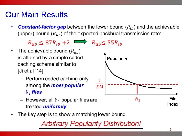 Our Main Results • Popularity File Index Arbitrary Popularity Distribution! 8 