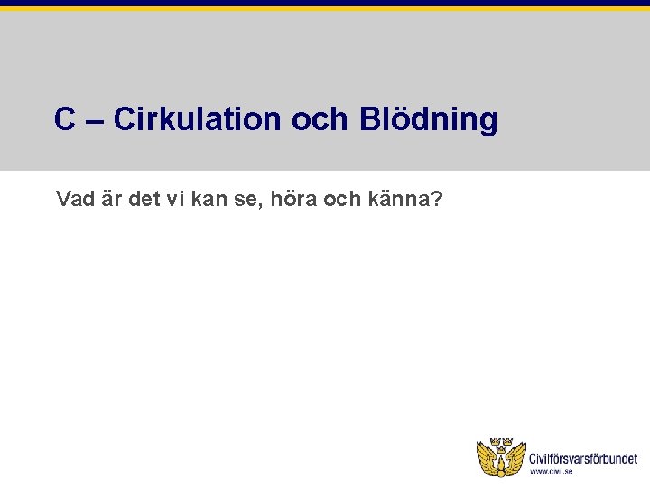 C – Cirkulation och Blödning Vad är det vi kan se, höra och känna?