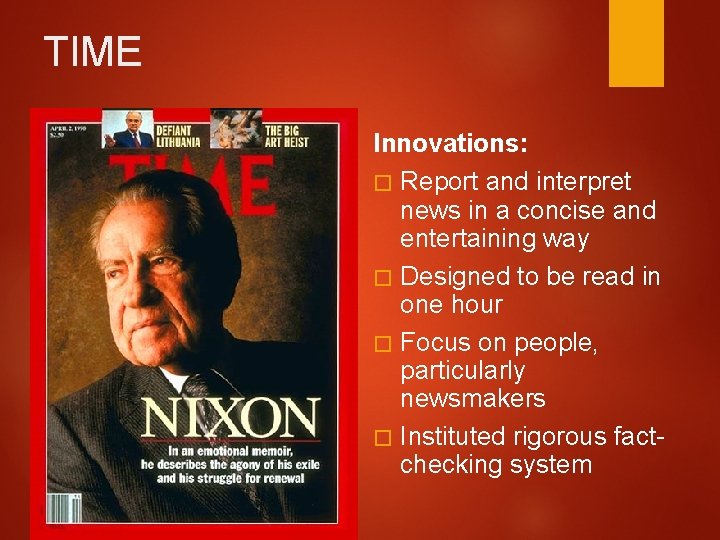 TIME Innovations: � Report and interpret news in a concise and entertaining way �