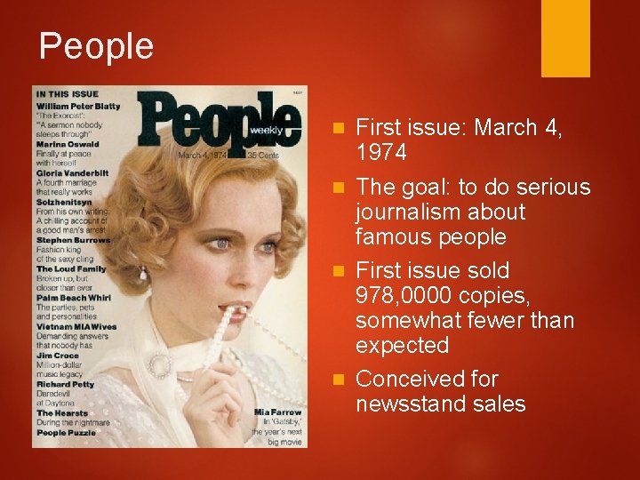 People First issue: March 4, 1974 n The goal: to do serious journalism about