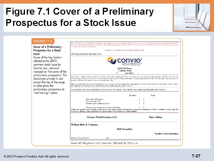 Figure 7. 1 Cover of a Preliminary Prospectus for a Stock Issue © 2012