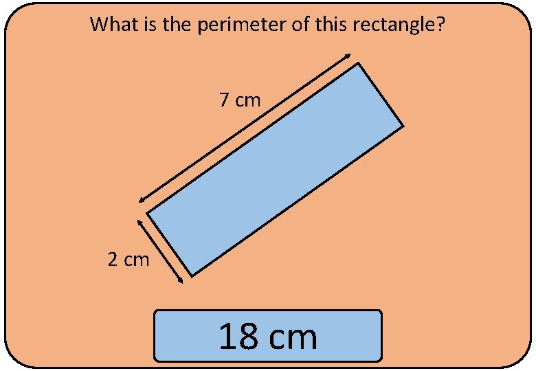 What is the perimeter of this rectangle? 7 cm 2 cm 18 cm 